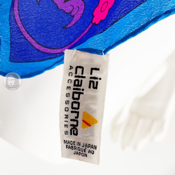 Liz Claiborne Scarf Shawl 100% Silk Bold Abstract Floral Print 34in Vintage - Picture 5 of 5